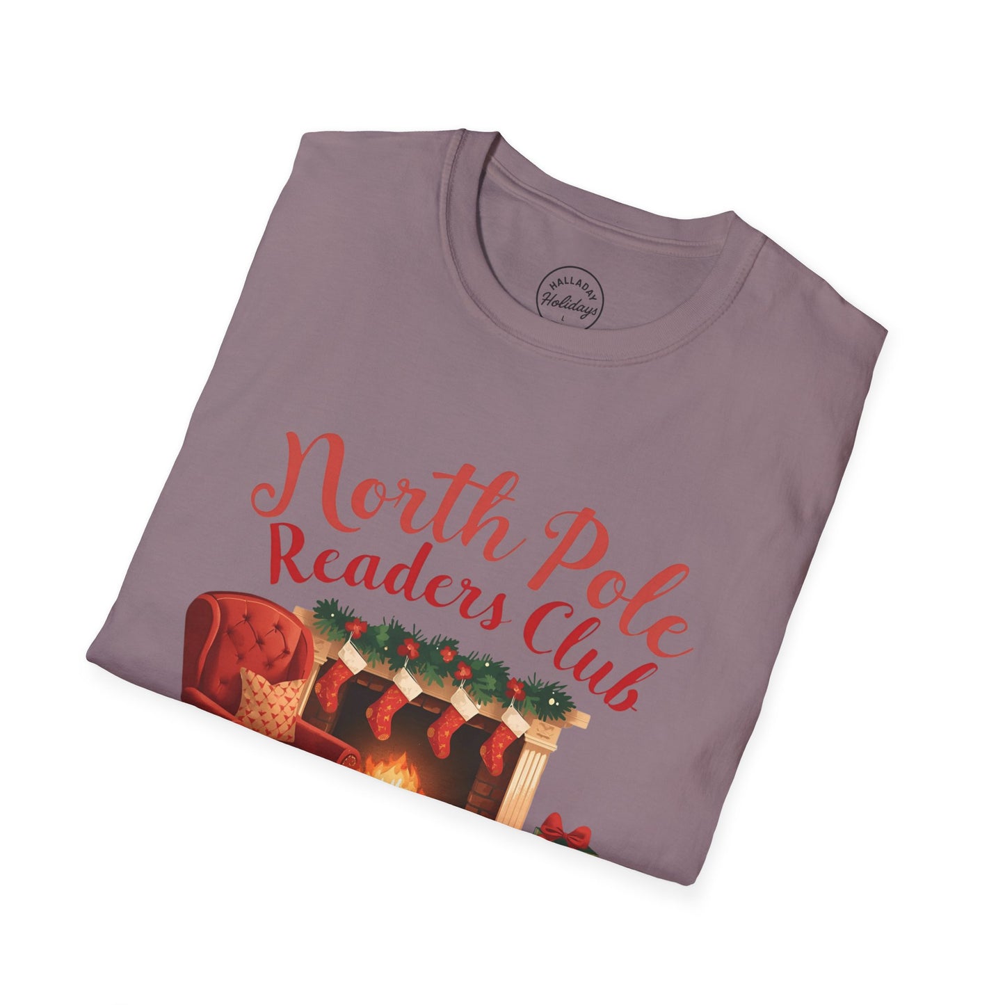 North Pole Readers Club T-Shirt, Cozy Winter Tee, Holiday Gift for Book Lovers, Christmas Pajama Top, Festive Reading Shirt