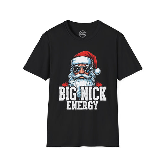 Funny Big Nick Energy Santa Christmas T-Shirt, Xmas Holiday Tee, Festive Top, Humorous Santa Shirt, Holiday Apparel