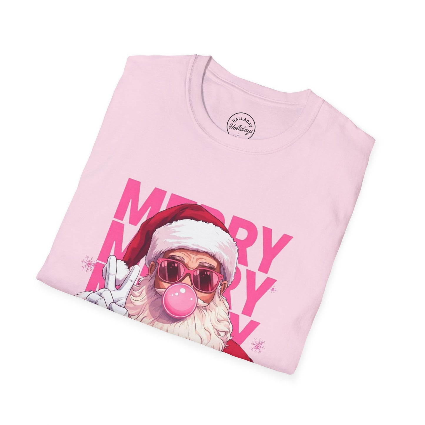 Santa Peace Sign Fun T-Shirt, Christmas Tee, Holiday Shirt, Festive Clothing, Bubble Blowing Santa Top