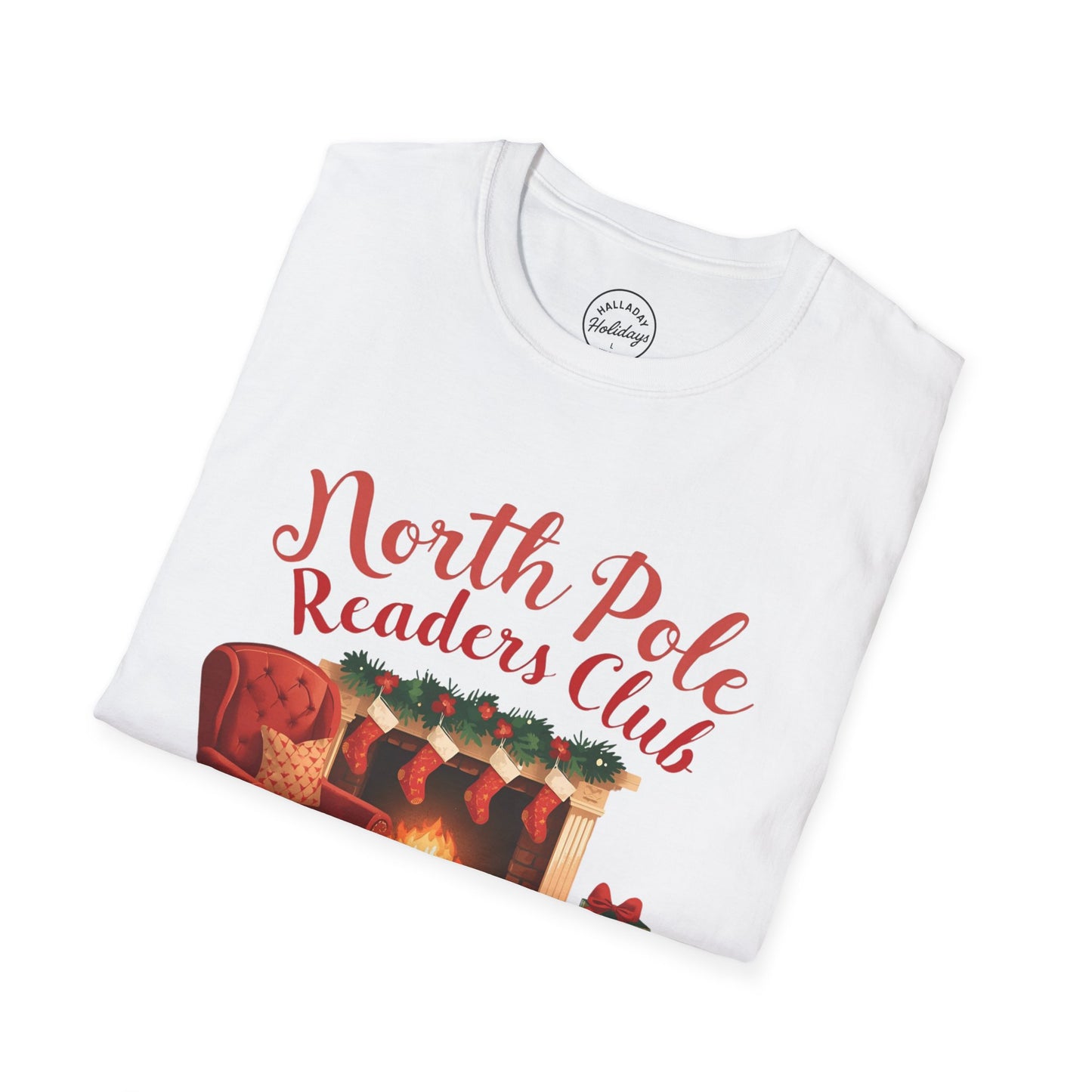 North Pole Readers Club T-Shirt, Cozy Winter Tee, Holiday Gift for Book Lovers, Christmas Pajama Top, Festive Reading Shirt