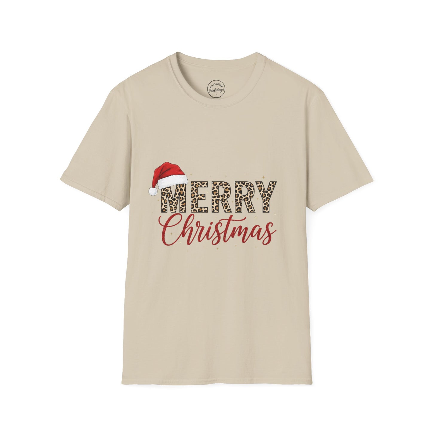 Leopard Christmas T-Shirt, Holiday Xmas Tee, Festive Animal Print Shirt, Unisex Softstyle Top, Merry Christmas Gift