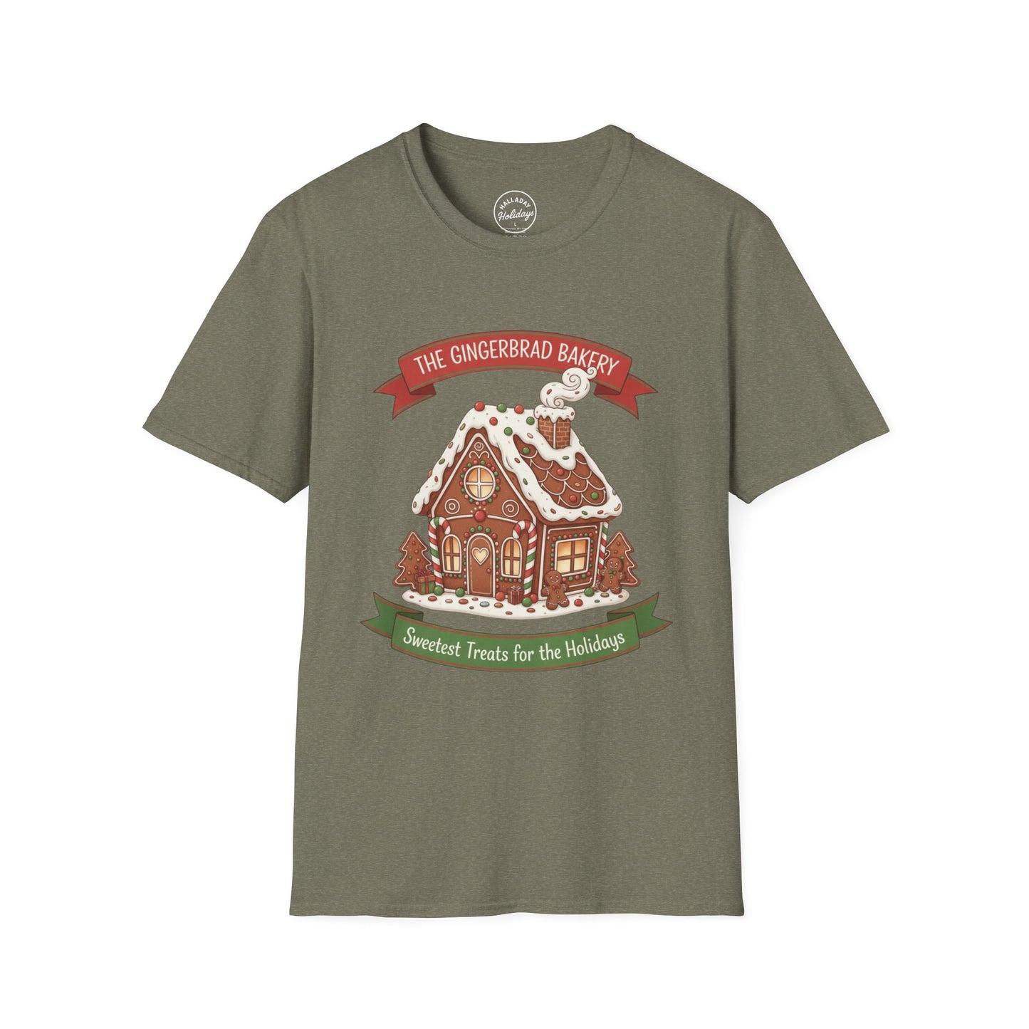 Gingerbread Bakery Christmas Tee, Unisex Tshirt, Holiday Shirt, Cute Baking Theme, Softstyle Top