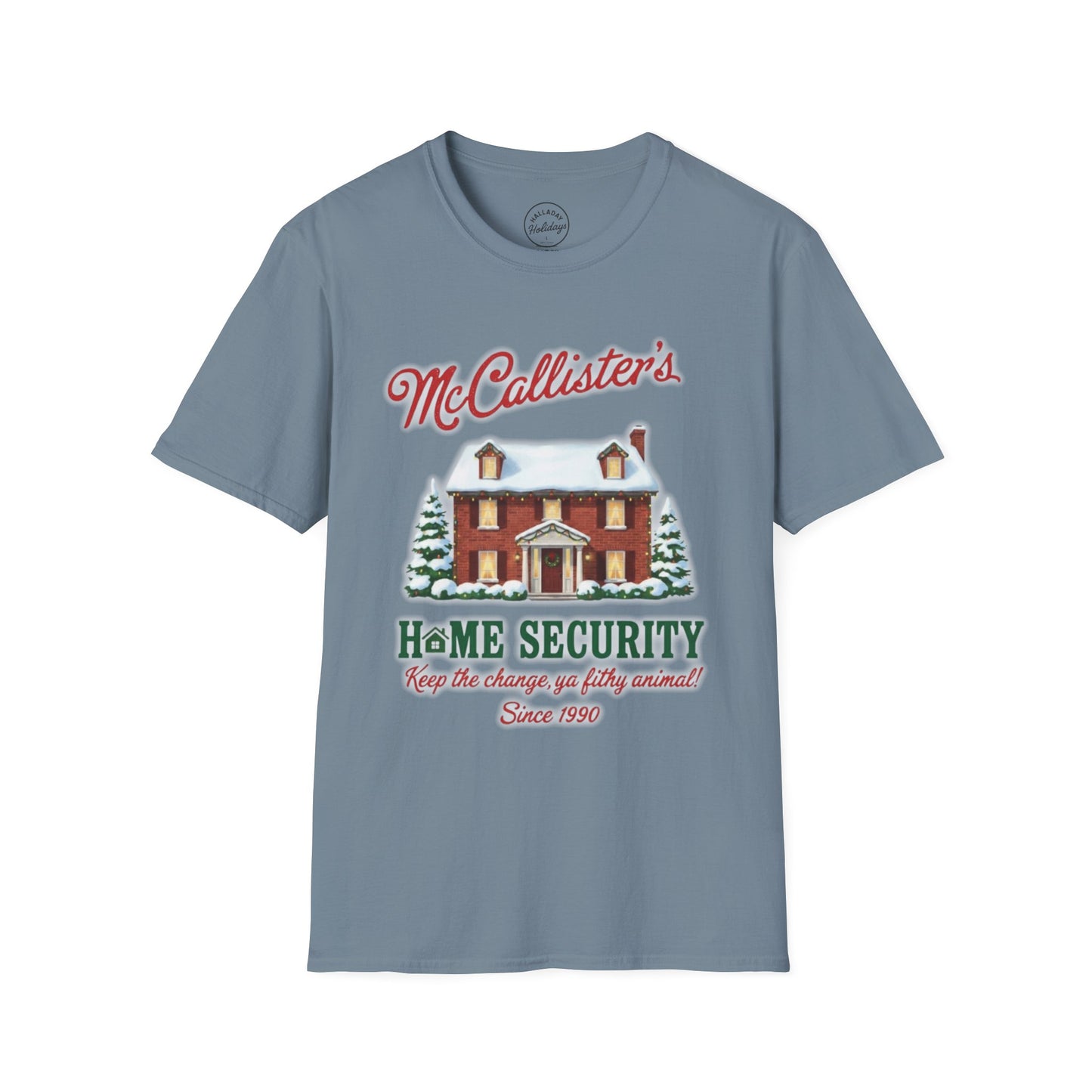Funny McCallisters Security Christmas Unisex Softstyle T-Shirt, Holiday Humor Tee, Festive Xmas Top, Home Alone Movie Shirt, Family Gift