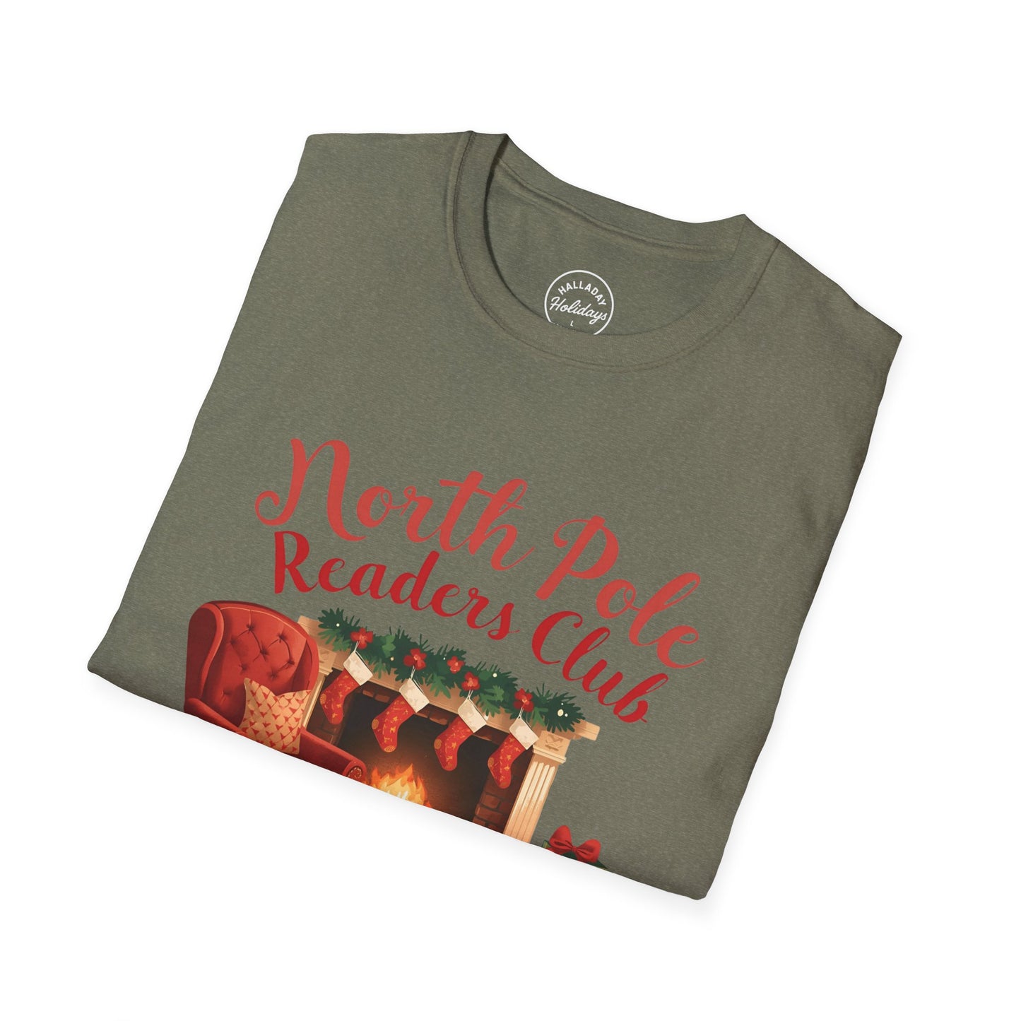North Pole Readers Club T-Shirt, Cozy Winter Tee, Holiday Gift for Book Lovers, Christmas Pajama Top, Festive Reading Shirt