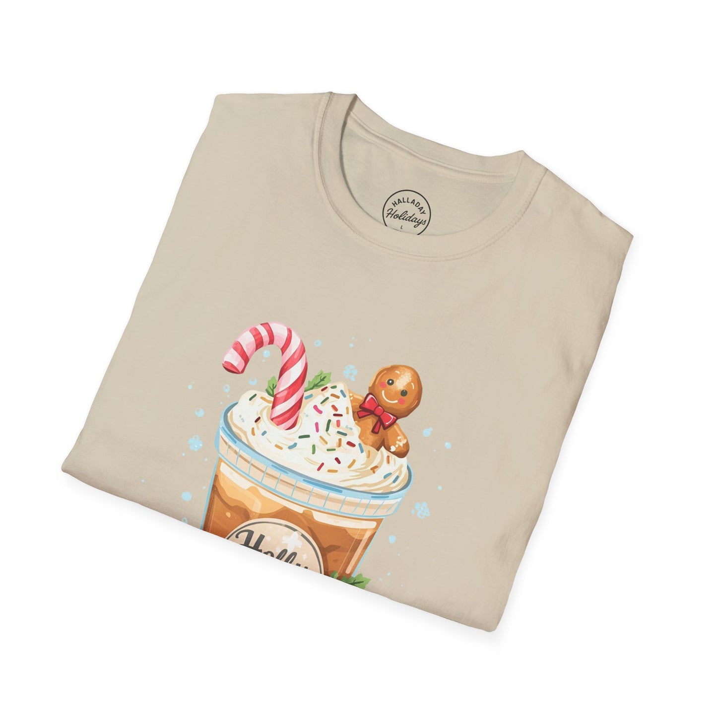 Cute Christmas Coffee Tee, Holiday Xmas Shirt, Funny Santa Gift Top, Festive Winter Apparel, Unisex Softstyle T-Shirt