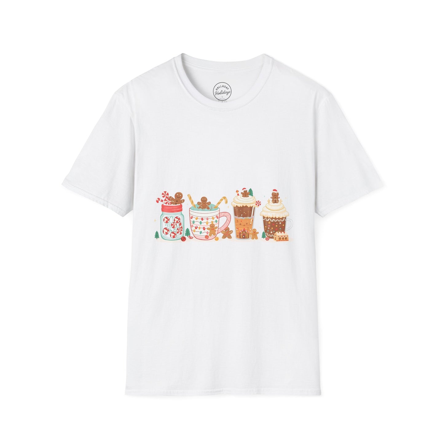 Festive Hot Cocoa T-Shirt | Cozy Winter Apparel, Holiday Gift, Christmas Tee, Cute Mug Design, Unisex Softstyle