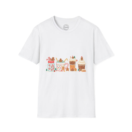 Festive Hot Cocoa T-Shirt | Cozy Winter Apparel, Holiday Gift, Christmas Tee, Cute Mug Design, Unisex Softstyle