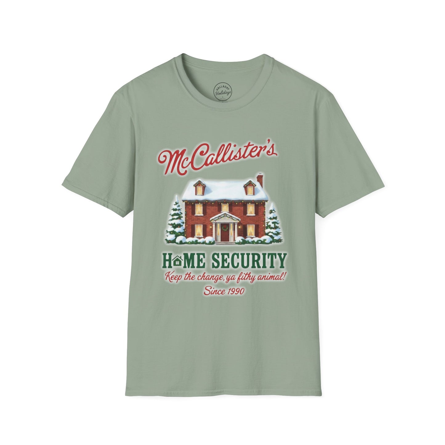 Funny McCallisters Security Christmas Unisex Softstyle T-Shirt, Holiday Humor Tee, Festive Xmas Top, Home Alone Movie Shirt, Family Gift