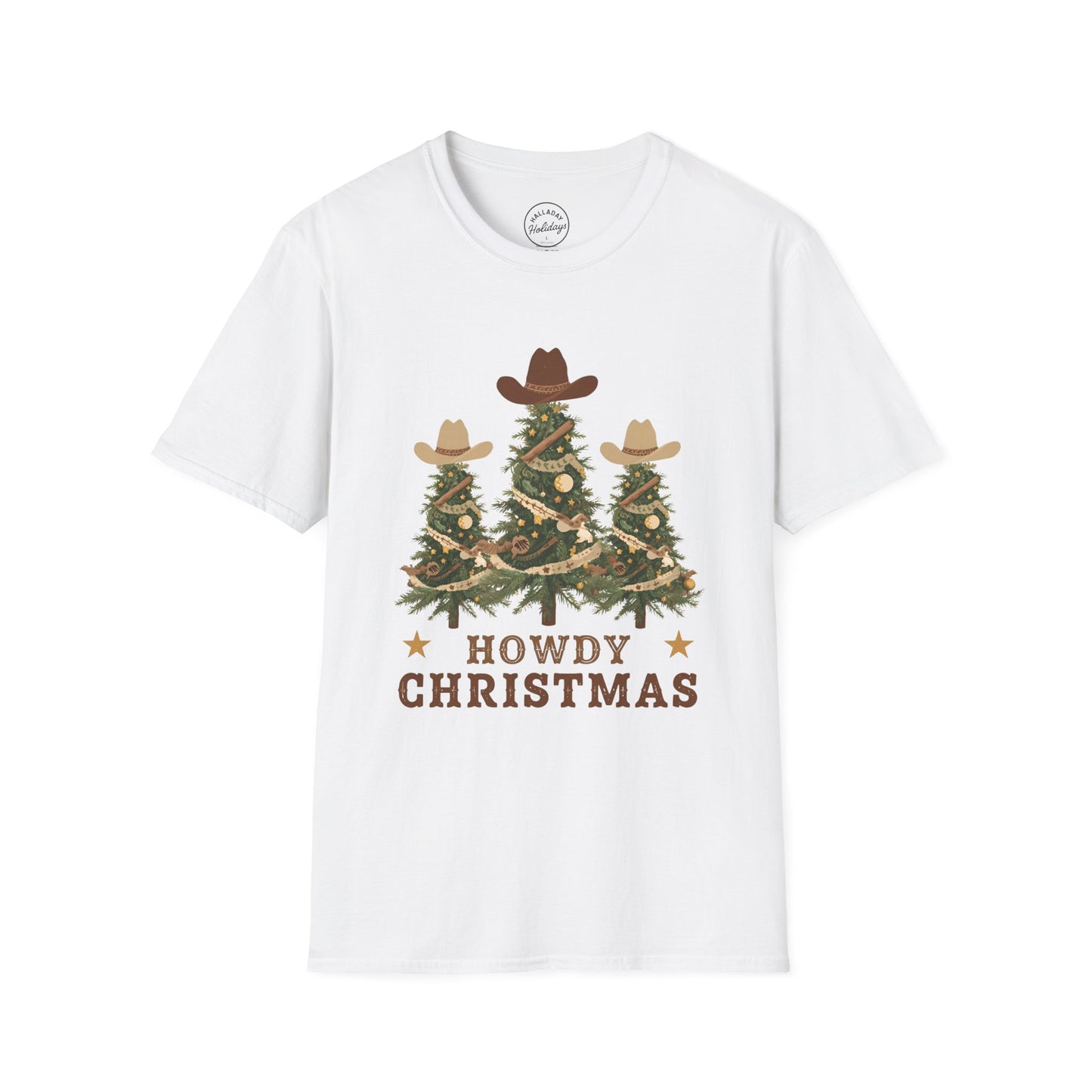 Howdy Christmas Cowboy T-Shirt, Fun Holiday Tee, Unisex Christmas Shirt, Festive Gift for Cowpoke, Holiday Party Wear