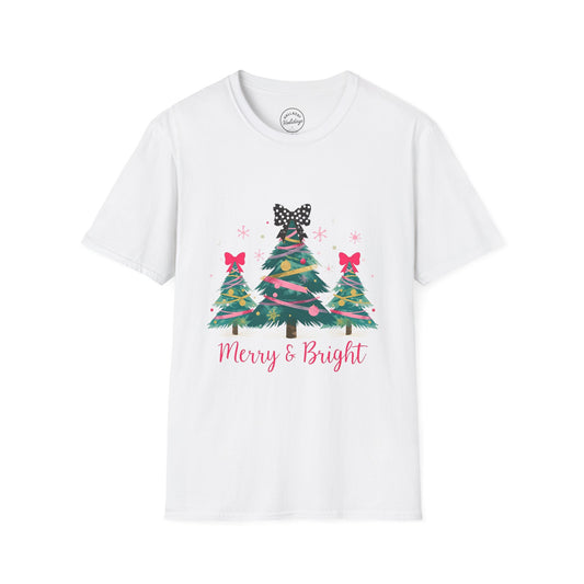 Merry & Bright Christmas T-Shirt, Holiday Tee, Unisex Festive Shirt, Christmas Gift, Seasonal Wear
