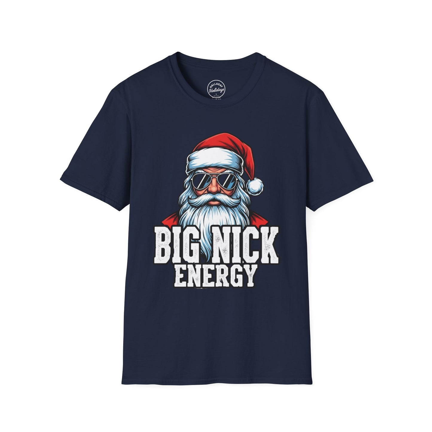 Funny Big Nick Energy Santa Christmas T-Shirt, Xmas Holiday Tee, Festive Top, Humorous Santa Shirt, Holiday Apparel