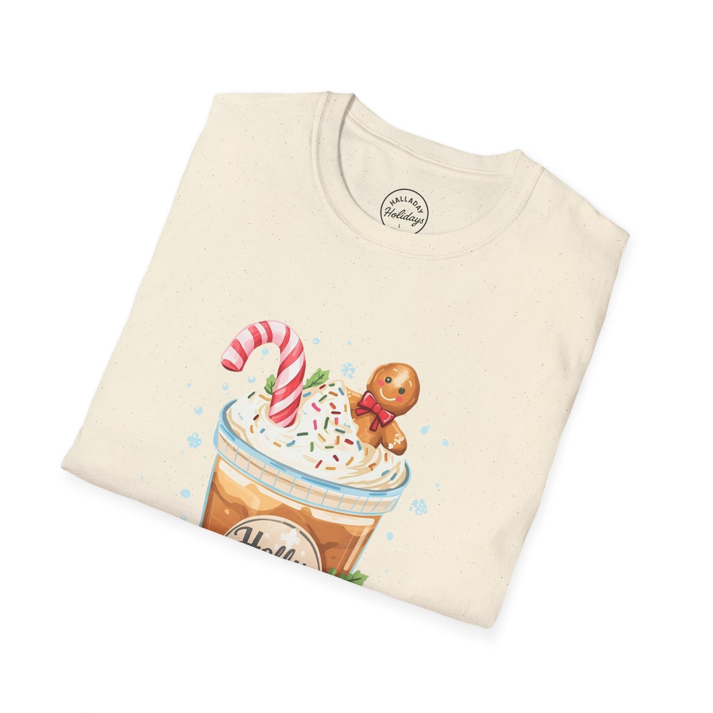 Cute Christmas Coffee Tee, Holiday Xmas Shirt, Funny Santa Gift Top, Festive Winter Apparel, Unisex Softstyle T-Shirt