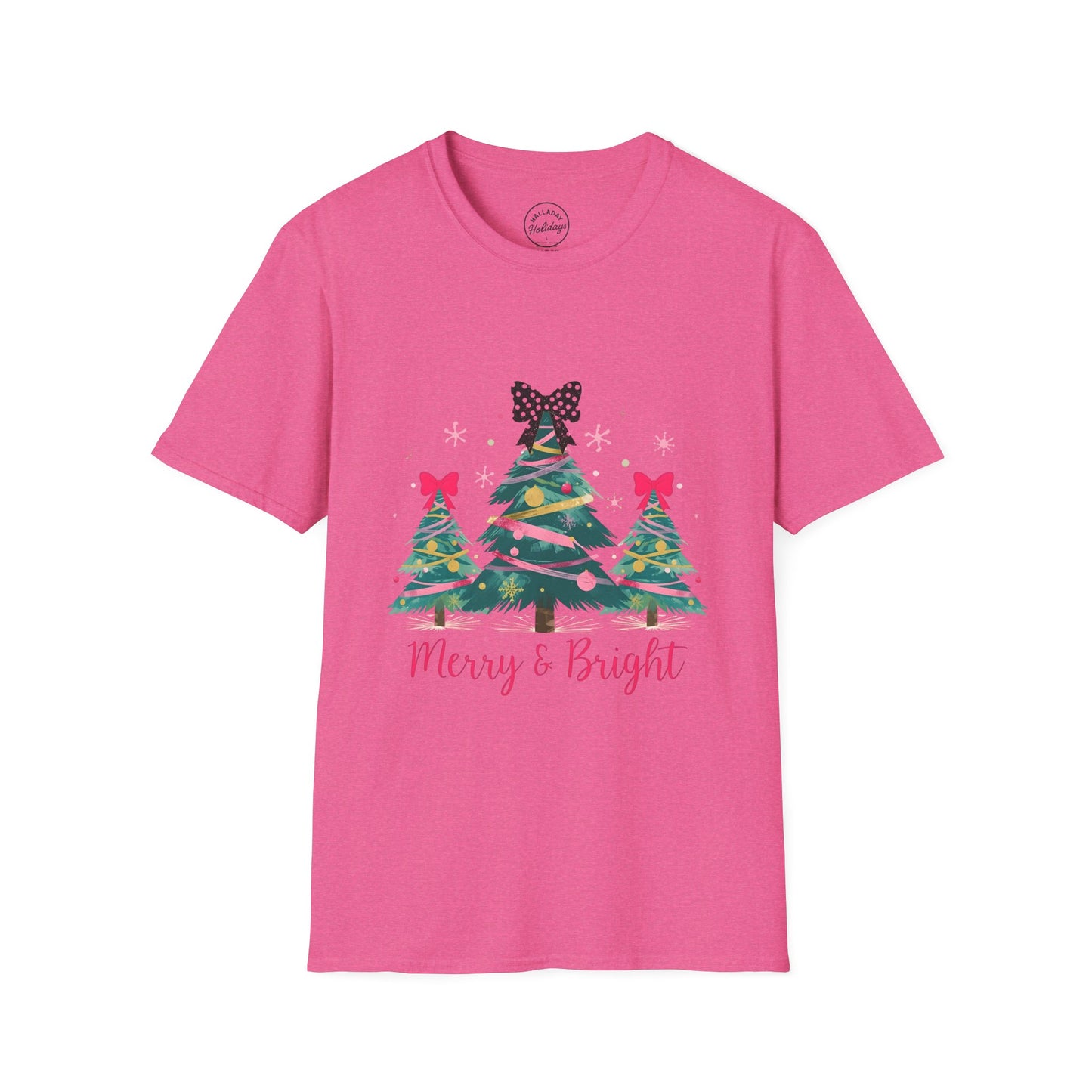Merry & Bright Christmas T-Shirt, Holiday Tee, Unisex Festive Shirt, Christmas Gift, Seasonal Wear