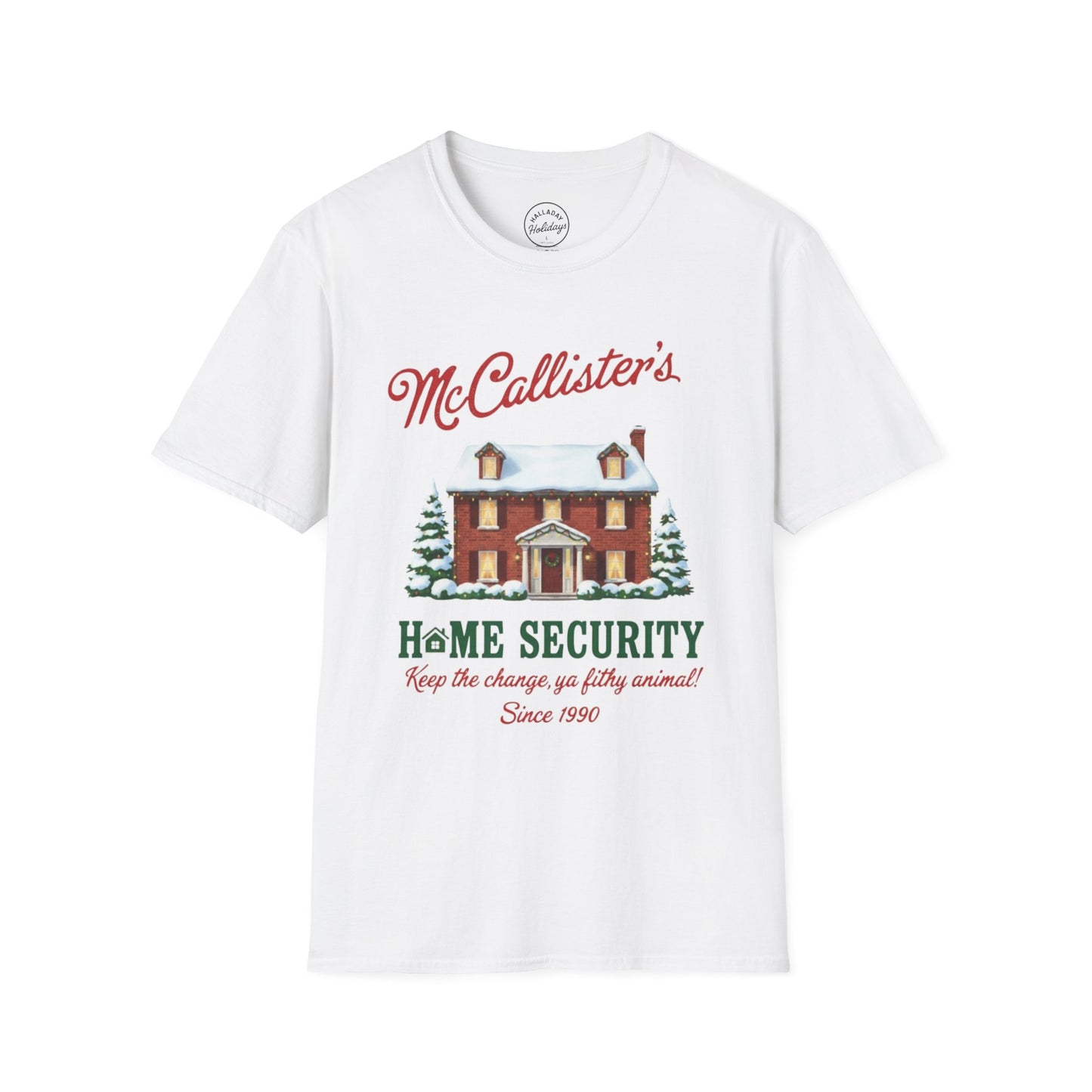 Funny McCallisters Security Christmas Unisex Softstyle T-Shirt, Holiday Humor Tee, Festive Xmas Top, Home Alone Movie Shirt, Family Gift