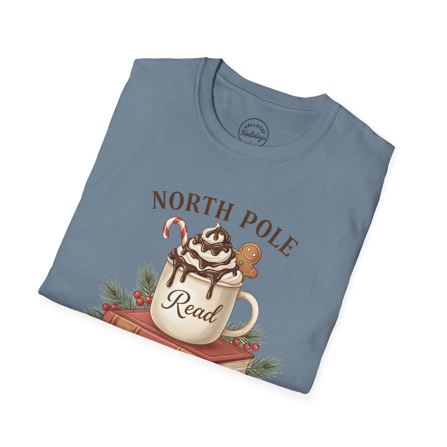 North Pole Book Club T-Shirt | Holiday Reading Tee, Christmas Gift, Cozy Vibes, Winter Apparel, Unisex Softstyle Shirt