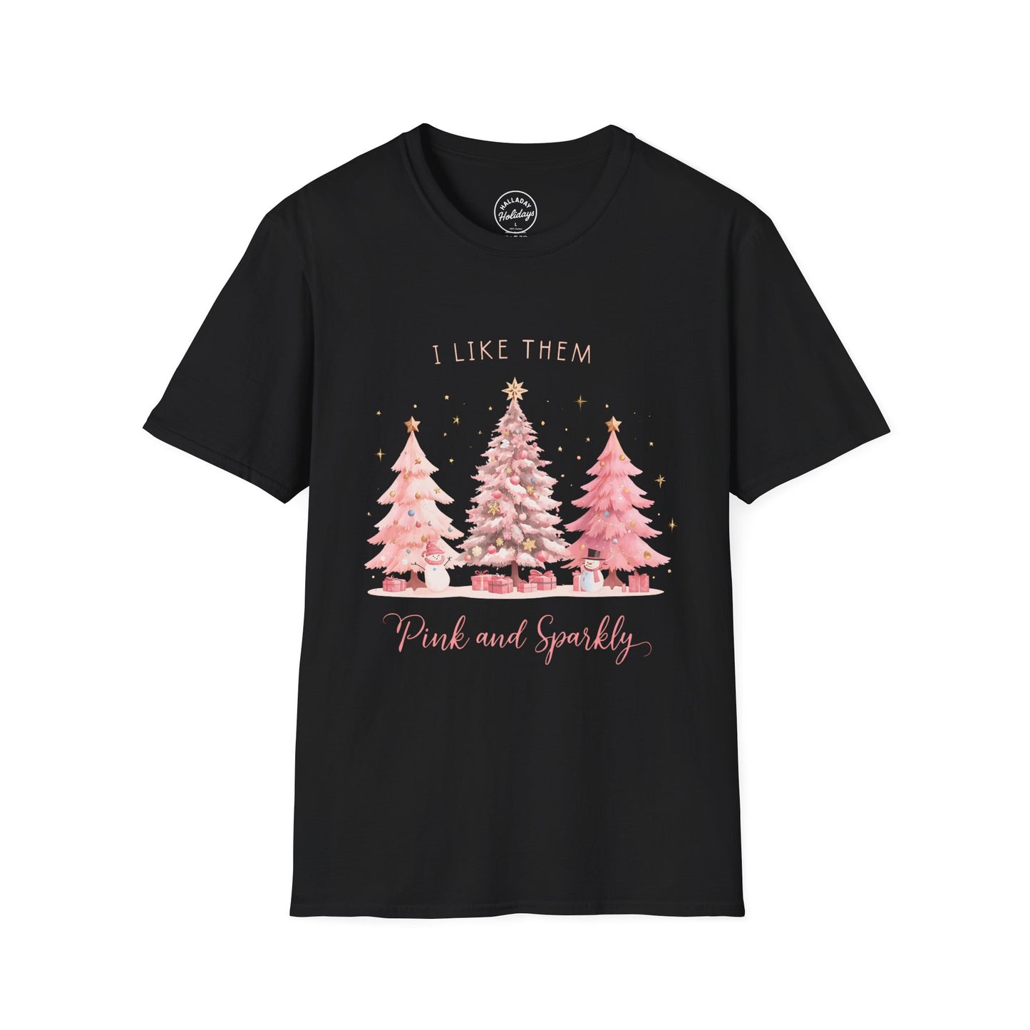 Christmas Pink and Sparkly T-Shirt, Cute Holiday Shirt, Unisex Holiday Tee, Festive Apparel, Christmas Gift, Winter Fashion