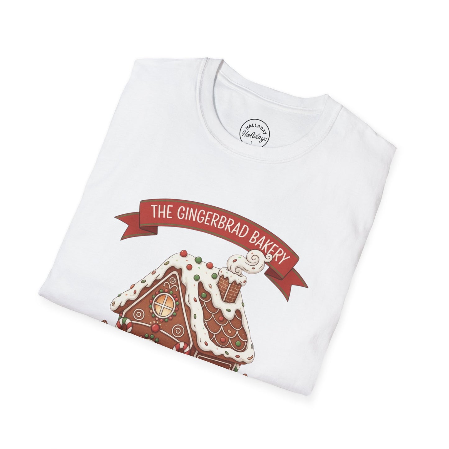 Gingerbread Bakery Christmas Tee, Unisex Tshirt, Holiday Shirt, Cute Baking Theme, Softstyle Top