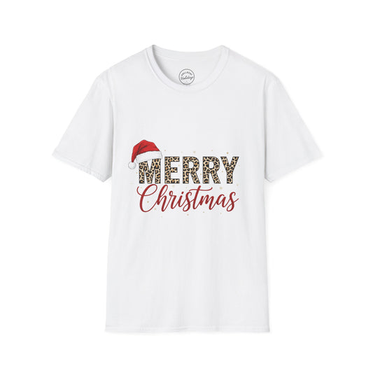 Leopard Christmas T-Shirt, Holiday Xmas Tee, Festive Animal Print Shirt, Unisex Softstyle Top, Merry Christmas Gift