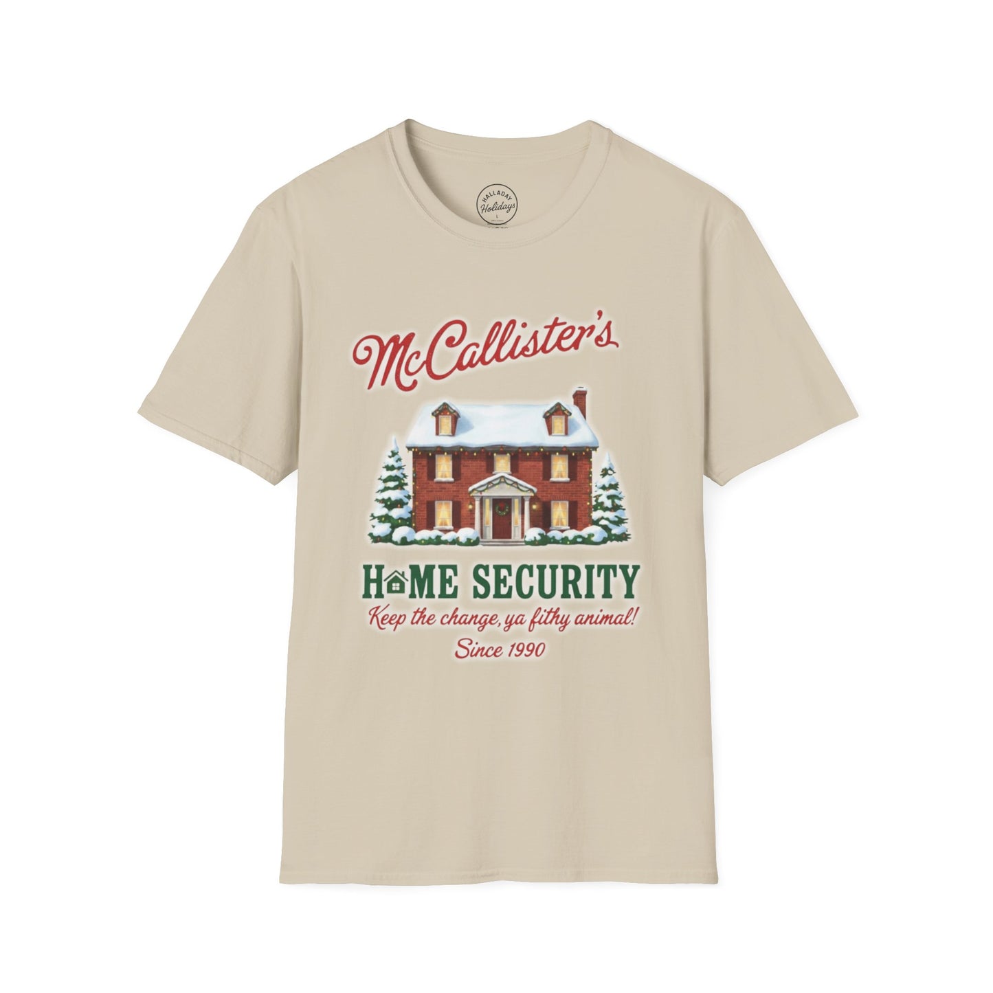 Funny McCallisters Security Christmas Unisex Softstyle T-Shirt, Holiday Humor Tee, Festive Xmas Top, Home Alone Movie Shirt, Family Gift