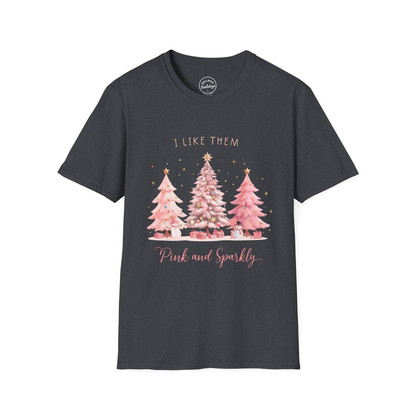 Christmas Pink and Sparkly T-Shirt, Cute Holiday Shirt, Unisex Holiday Tee, Festive Apparel, Christmas Gift, Winter Fashion