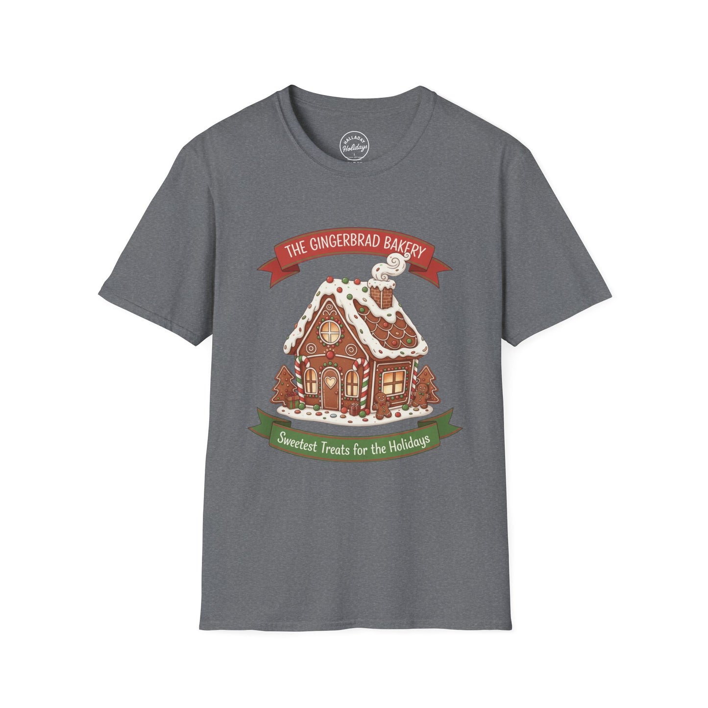 Gingerbread Bakery Christmas Tee, Unisex Tshirt, Holiday Shirt, Cute Baking Theme, Softstyle Top