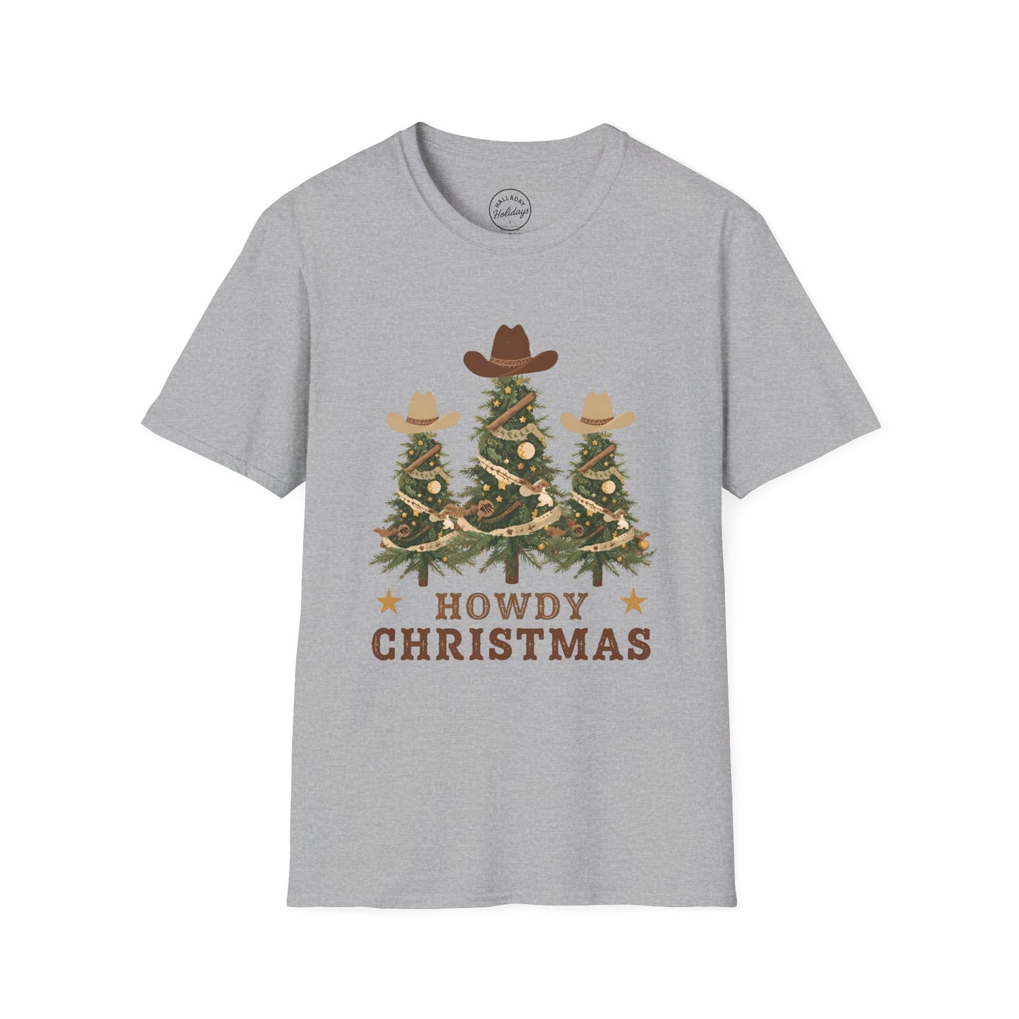 Howdy Christmas Cowboy T-Shirt, Fun Holiday Tee, Unisex Christmas Shirt, Festive Gift for Cowpoke, Holiday Party Wear