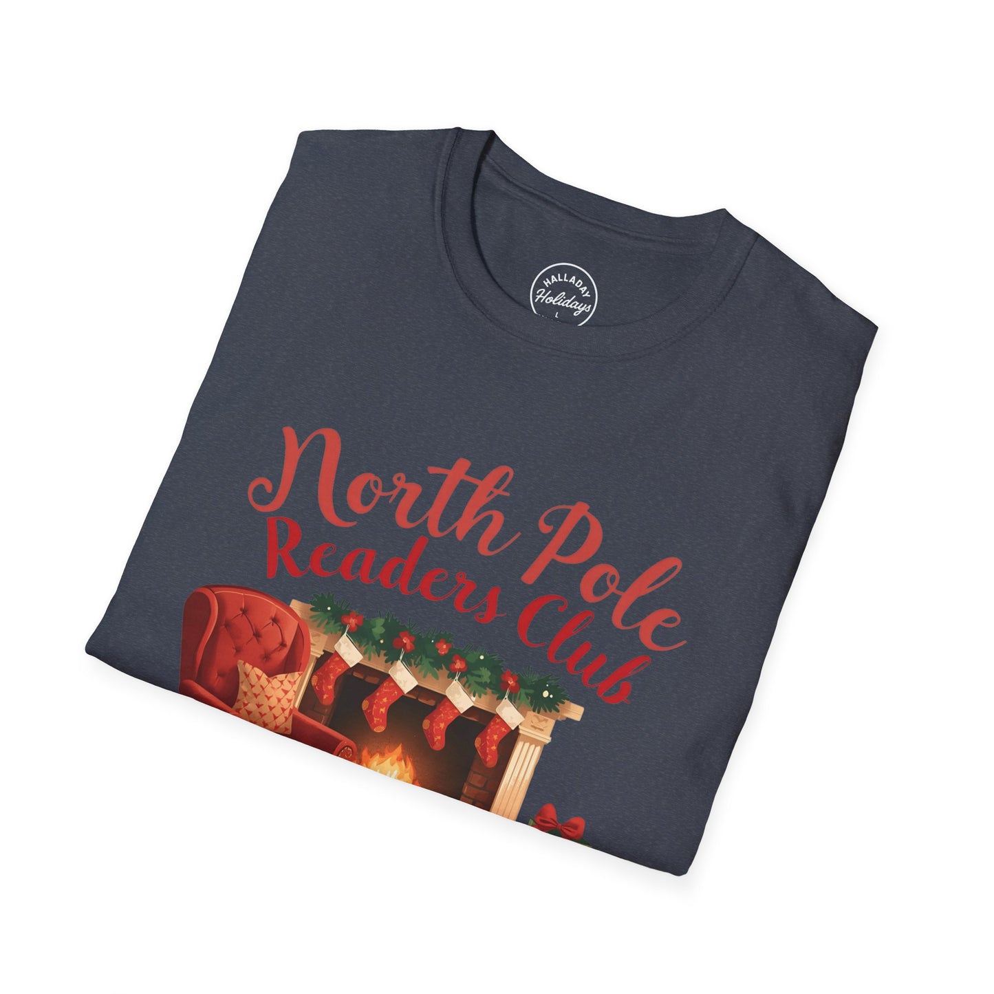 North Pole Readers Club T-Shirt, Cozy Winter Tee, Holiday Gift for Book Lovers, Christmas Pajama Top, Festive Reading Shirt