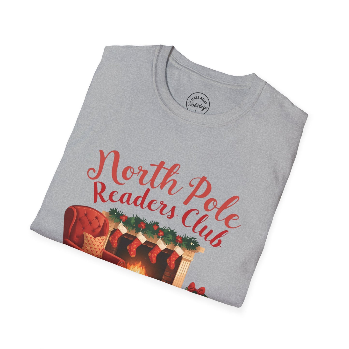 North Pole Readers Club T-Shirt, Cozy Winter Tee, Holiday Gift for Book Lovers, Christmas Pajama Top, Festive Reading Shirt