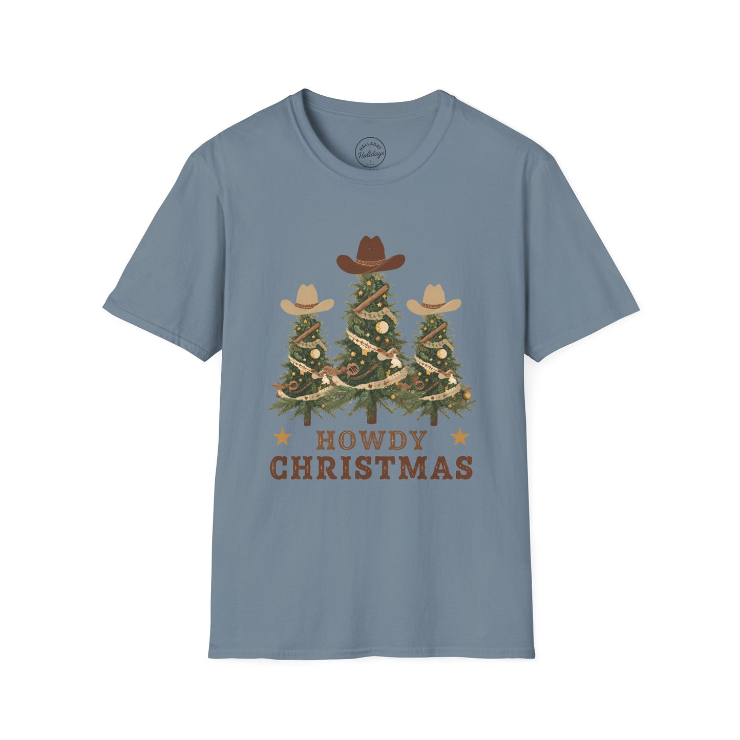Howdy Christmas Cowboy T-Shirt, Fun Holiday Tee, Unisex Christmas Shirt, Festive Gift for Cowpoke, Holiday Party Wear