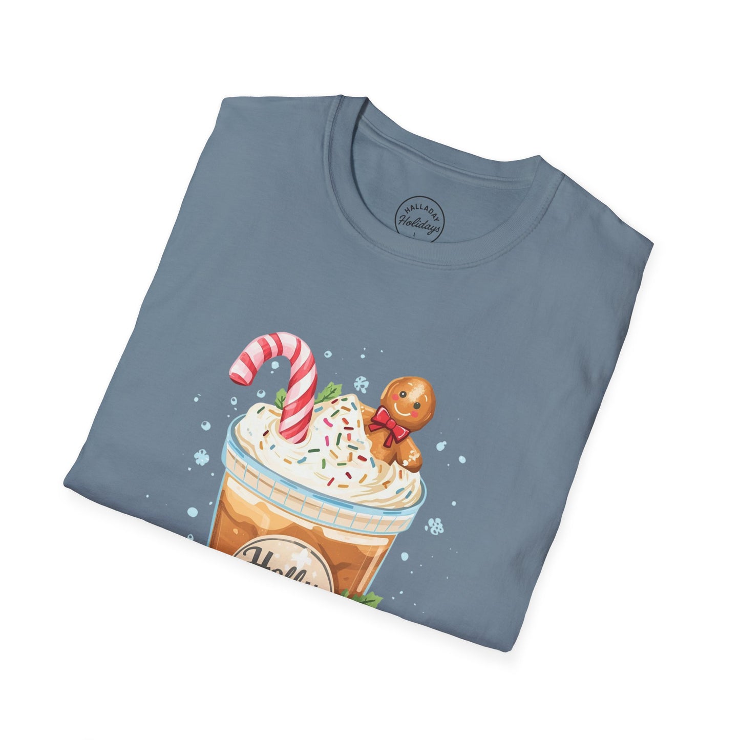 Cute Christmas Coffee Tee, Holiday Xmas Shirt, Funny Santa Gift Top, Festive Winter Apparel, Unisex Softstyle T-Shirt