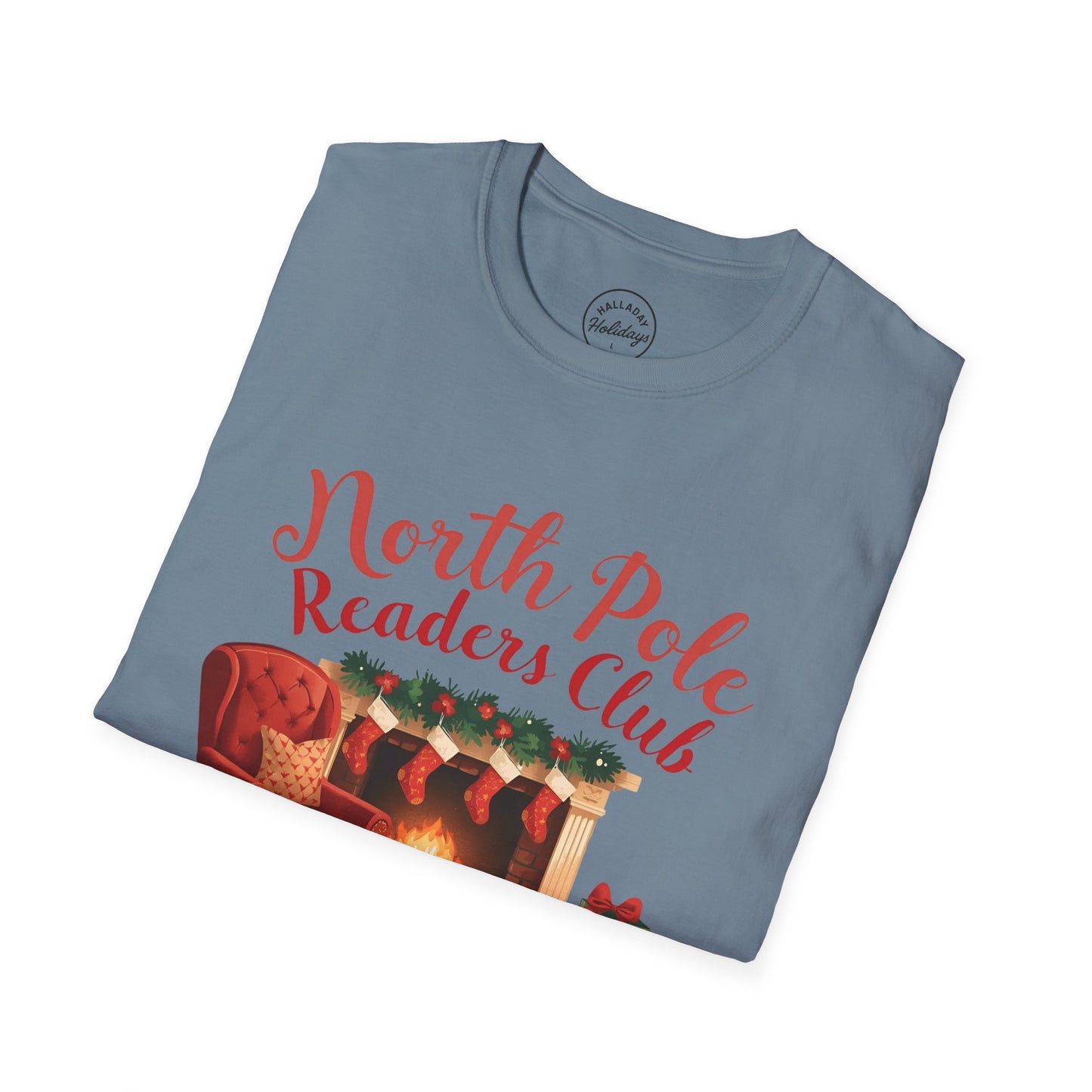 North Pole Readers Club T-Shirt, Cozy Winter Tee, Holiday Gift for Book Lovers, Christmas Pajama Top, Festive Reading Shirt