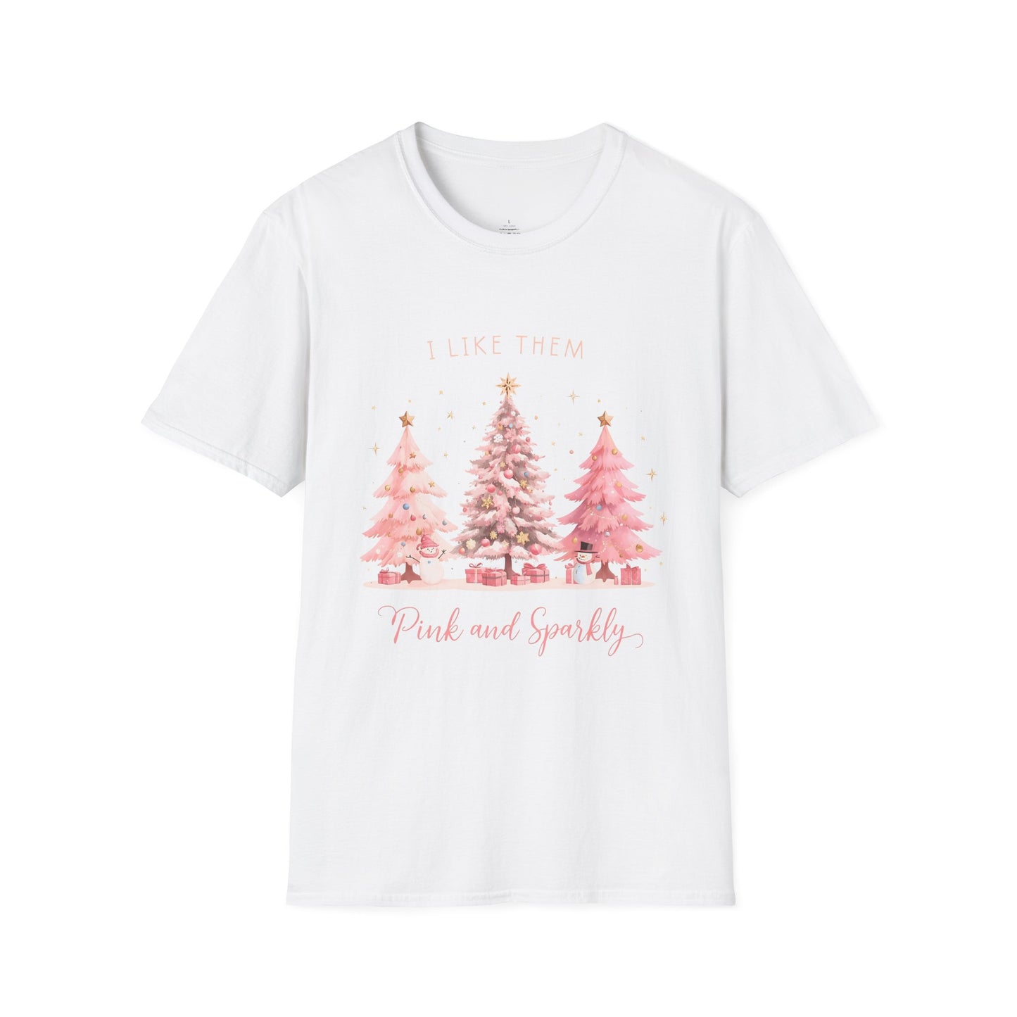 Christmas Pink and Sparkly T-Shirt, Cute Holiday Shirt, Unisex Holiday Tee, Festive Apparel, Christmas Gift, Winter Fashion