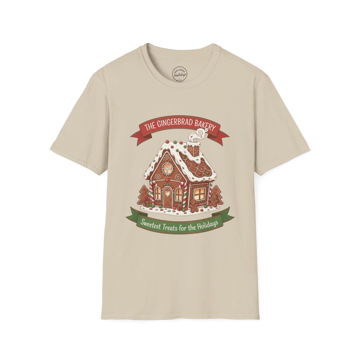 Gingerbread Bakery Christmas Tee, Unisex Tshirt, Holiday Shirt, Cute Baking Theme, Softstyle Top