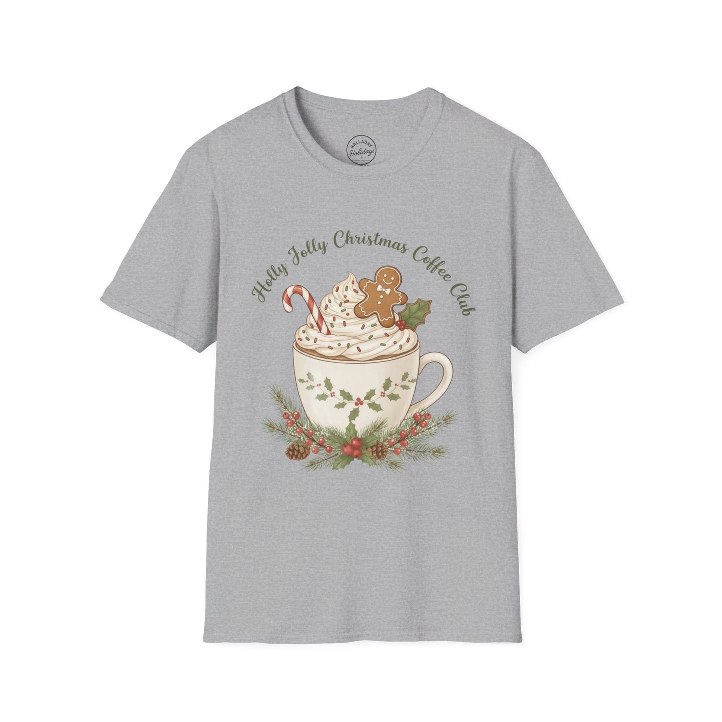 Christmas Coffee Club Unisex T-Shirt, Festive Holly Jolly Xmas Shirt, Holiday Gift for Coffee Lovers, Cute Christmas Tee, Coffee Club Shirt