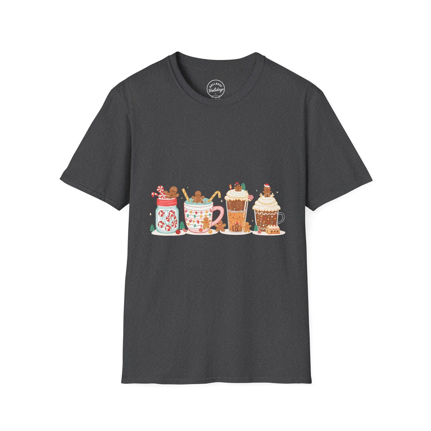 Festive Hot Cocoa T-Shirt | Cozy Winter Apparel, Holiday Gift, Christmas Tee, Cute Mug Design, Unisex Softstyle