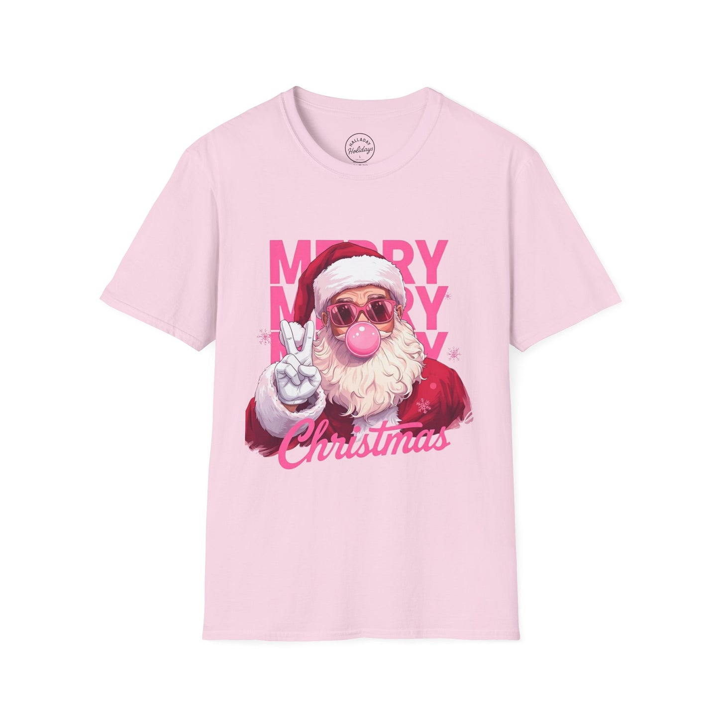 Santa Peace Sign Fun T-Shirt, Christmas Tee, Holiday Shirt, Festive Clothing, Bubble Blowing Santa Top