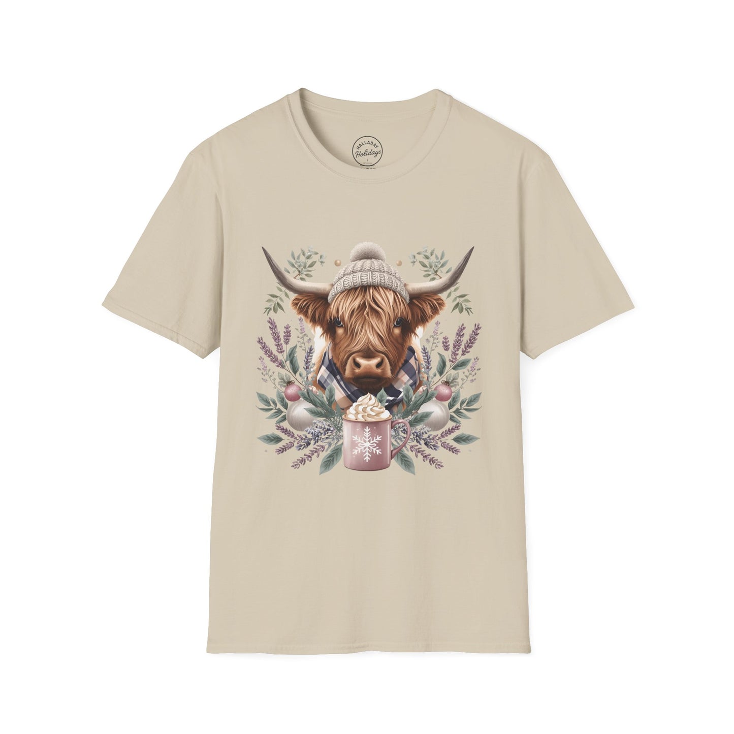 Highland Cow Holiday T-Shirt, Cute Christmas Tee, Festive Cow Shirt, Funny Winter Top, Gift for Animal Lovers