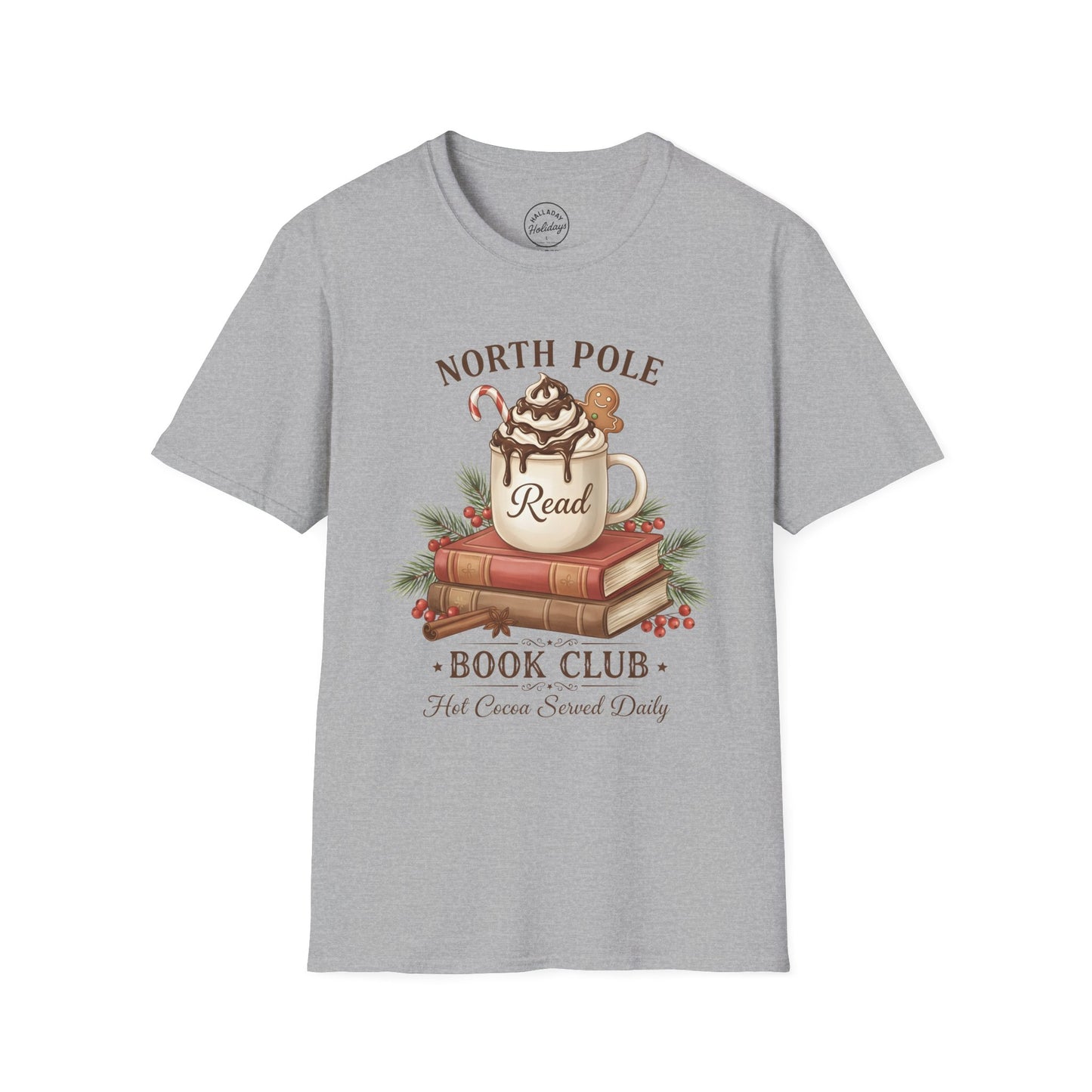 North Pole Book Club T-Shirt | Holiday Reading Tee, Christmas Gift, Cozy Vibes, Winter Apparel, Unisex Softstyle Shirt