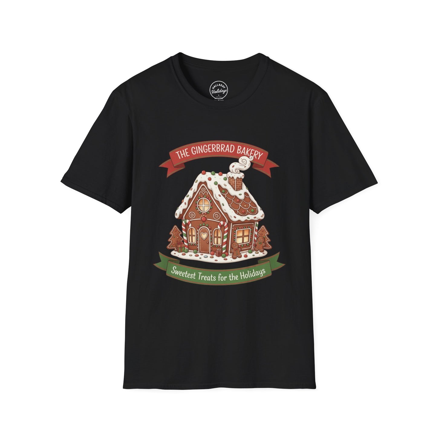Gingerbread Bakery Christmas Tee, Unisex Tshirt, Holiday Shirt, Cute Baking Theme, Softstyle Top