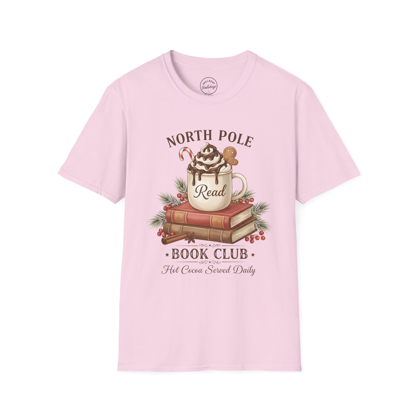 North Pole Book Club T-Shirt | Holiday Reading Tee, Christmas Gift, Cozy Vibes, Winter Apparel, Unisex Softstyle Shirt