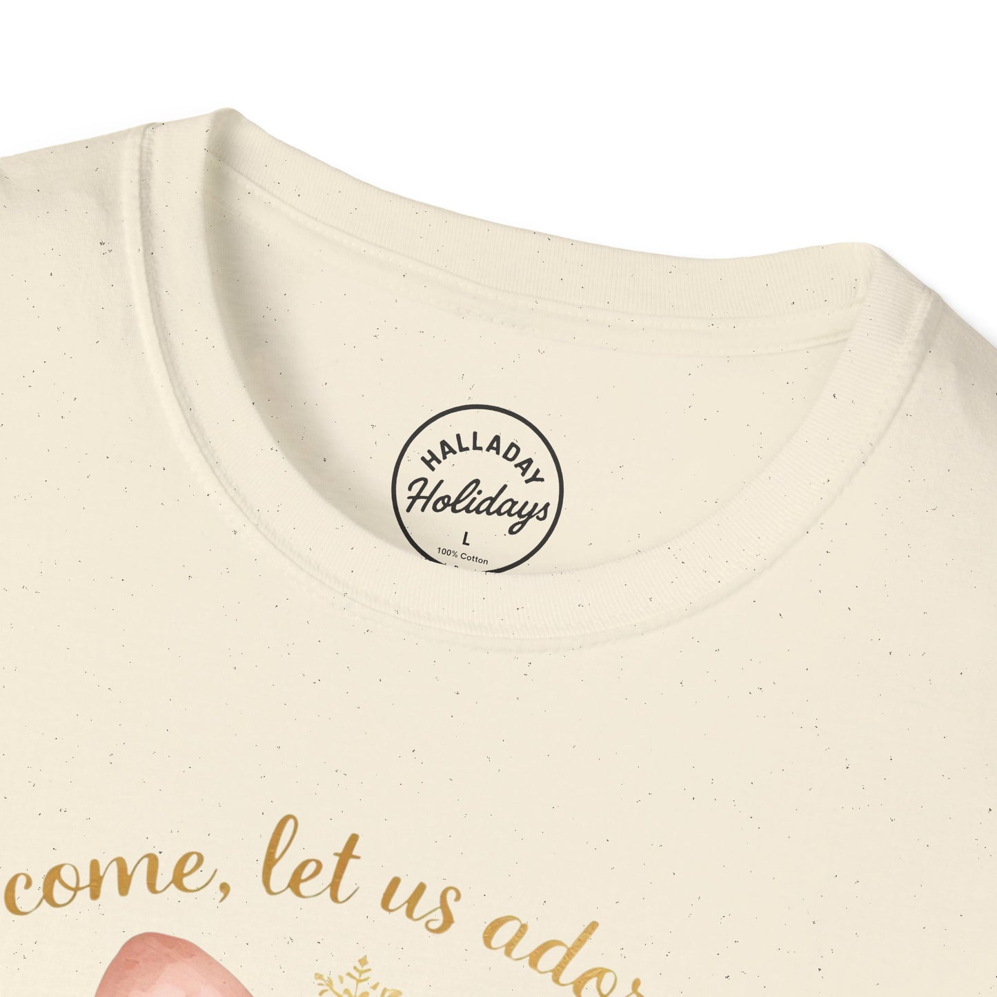 O Come Let Us Adore Him Tee Christian Christmas Unisex Softstyle T-Shirt, Holiday Christmas, Religious Shirt, Festive Apparel, Christian Gift