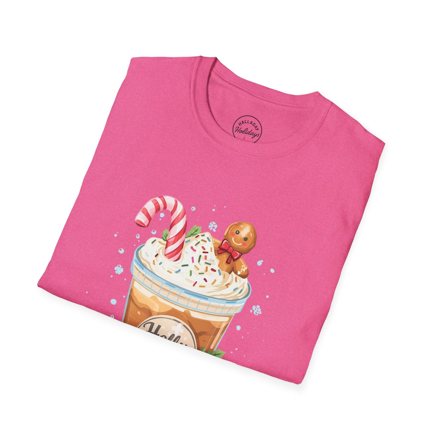 Cute Christmas Coffee Tee, Holiday Xmas Shirt, Funny Santa Gift Top, Festive Winter Apparel, Unisex Softstyle T-Shirt