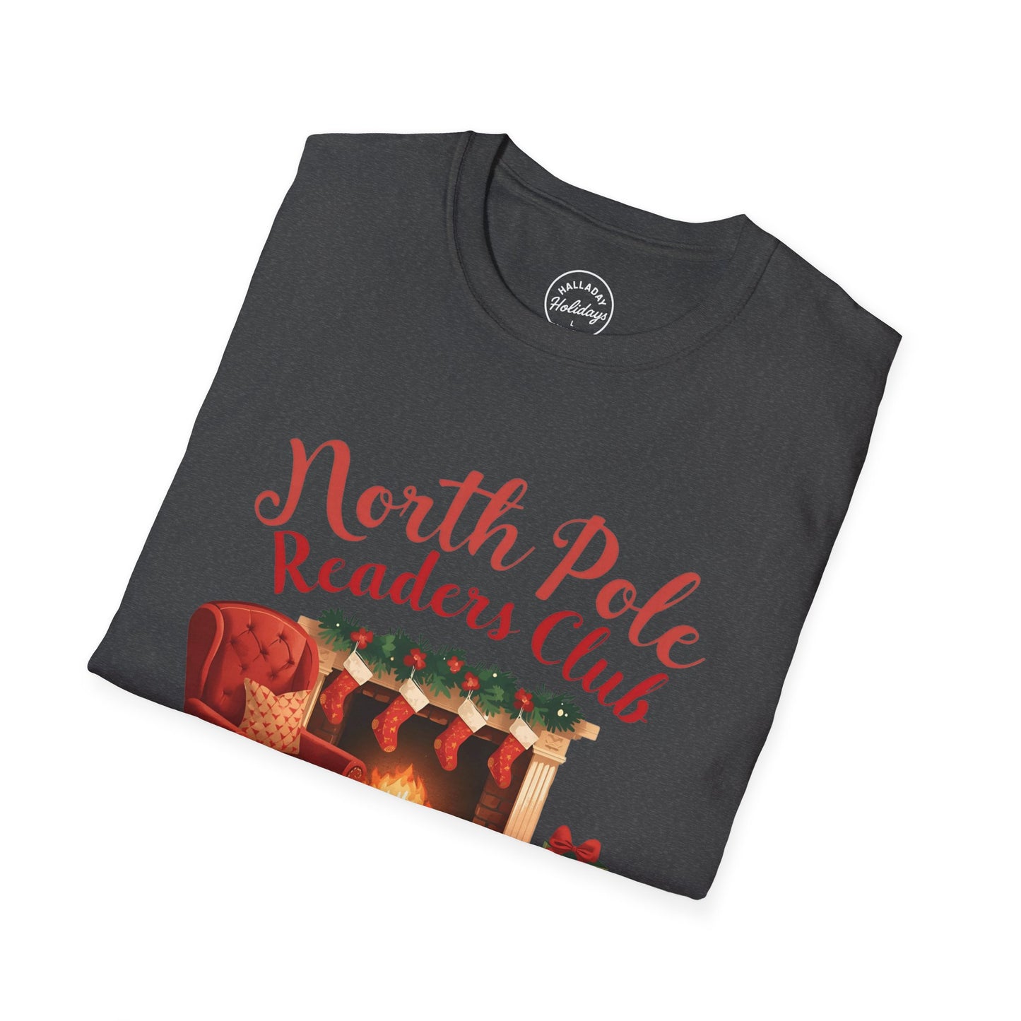 North Pole Readers Club T-Shirt, Cozy Winter Tee, Holiday Gift for Book Lovers, Christmas Pajama Top, Festive Reading Shirt