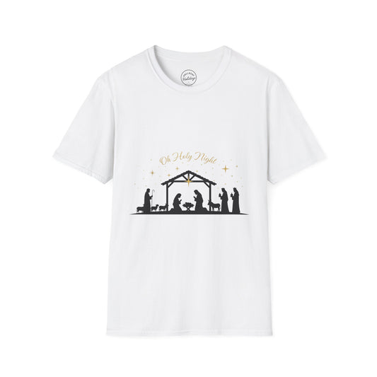 Holy Night Unisex T-Shirt - Christmas Gift, Nativity Scene Tee, Religious Apparel, Holiday Casual Wear, Faith-Based Merch
