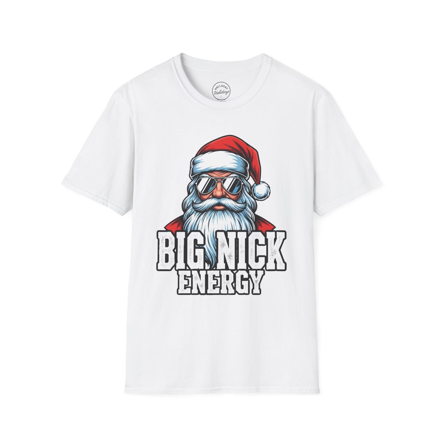 Funny Big Nick Energy Santa Christmas T-Shirt, Xmas Holiday Tee, Festive Top, Humorous Santa Shirt, Holiday Apparel