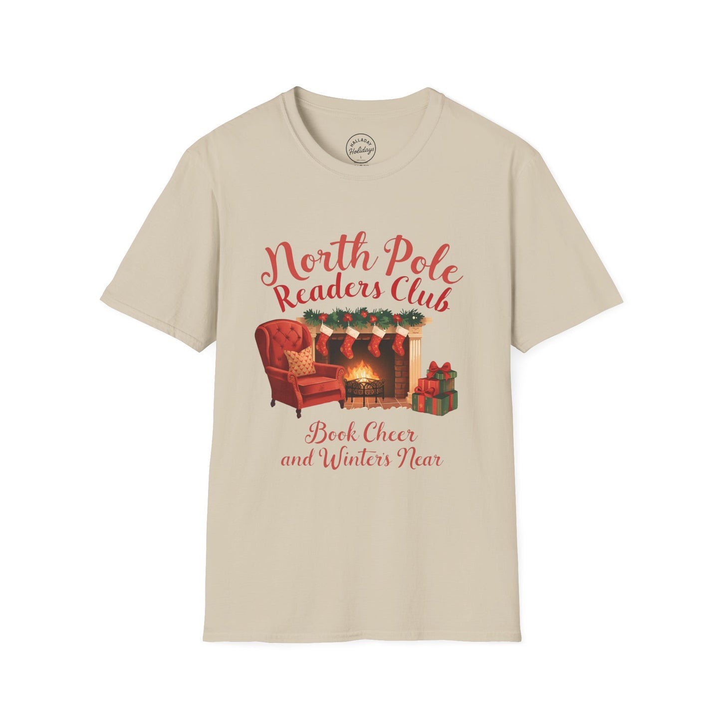 North Pole Readers Club T-Shirt, Cozy Winter Tee, Holiday Gift for Book Lovers, Christmas Pajama Top, Festive Reading Shirt