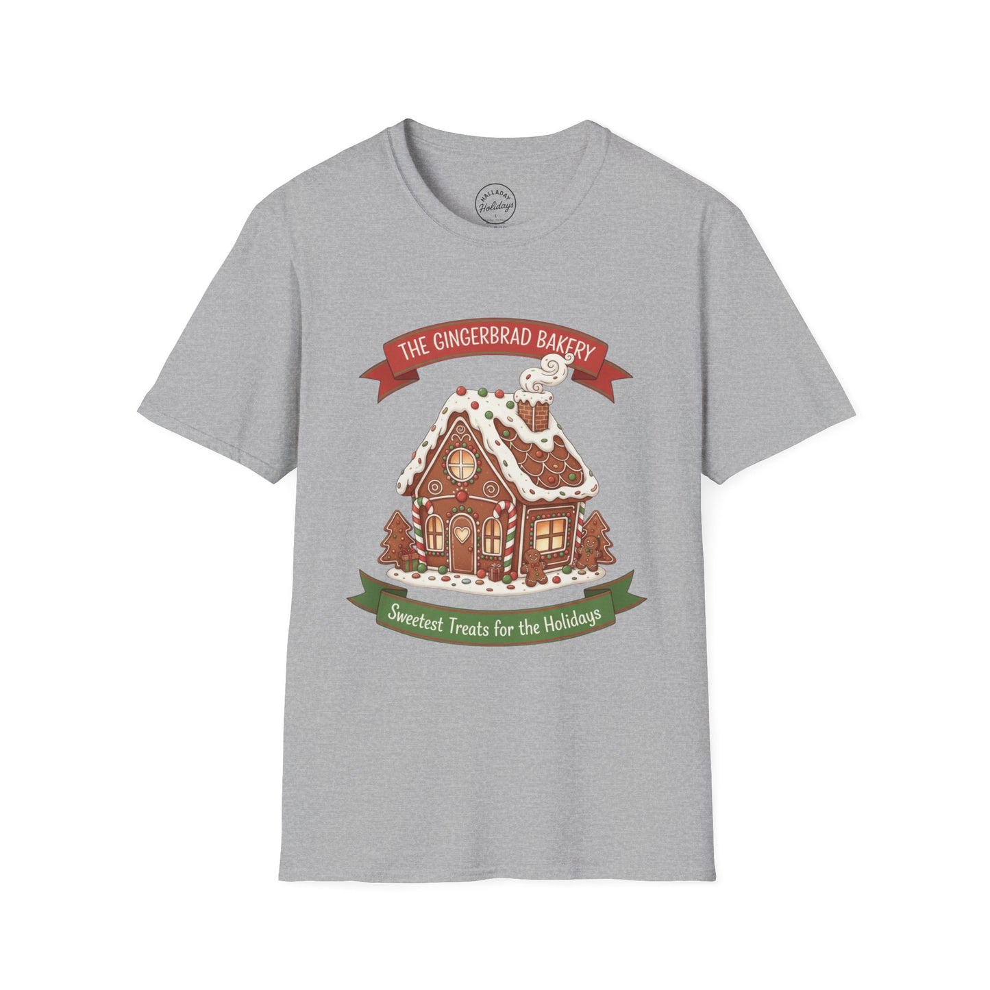Gingerbread Bakery Christmas Tee, Unisex Tshirt, Holiday Shirt, Cute Baking Theme, Softstyle Top
