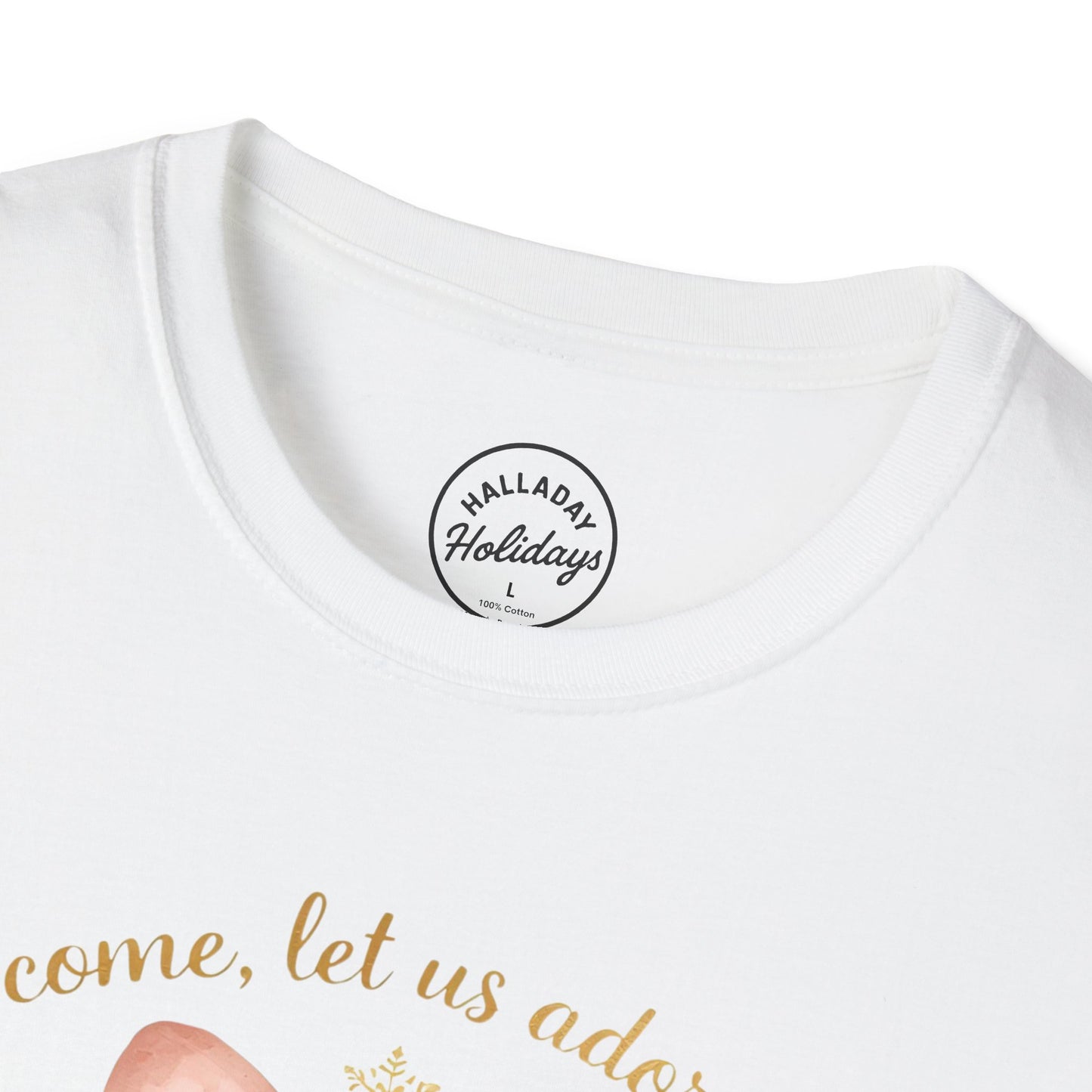 O Come Let Us Adore Him Tee Christian Christmas Unisex Softstyle T-Shirt, Holiday Christmas, Religious Shirt, Festive Apparel, Christian Gift