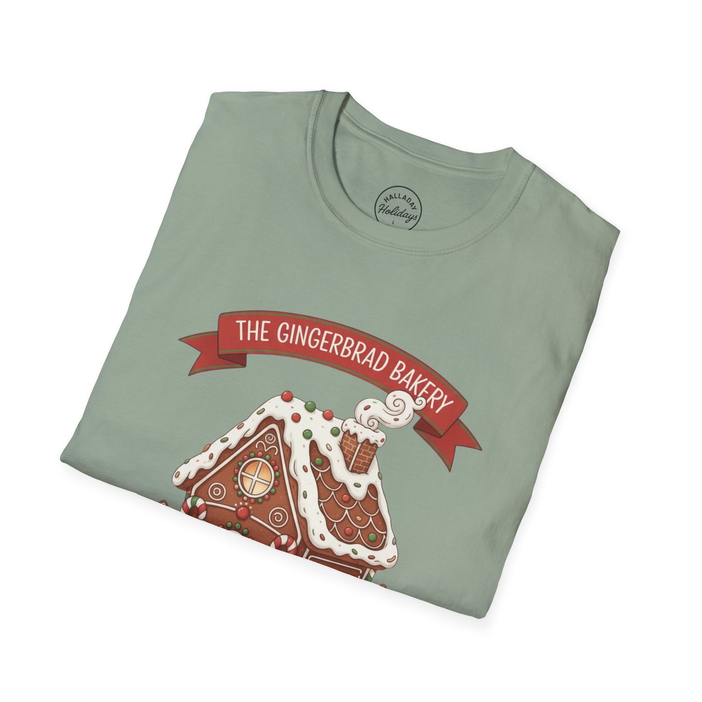 Gingerbread Bakery Christmas Tee, Unisex Tshirt, Holiday Shirt, Cute Baking Theme, Softstyle Top