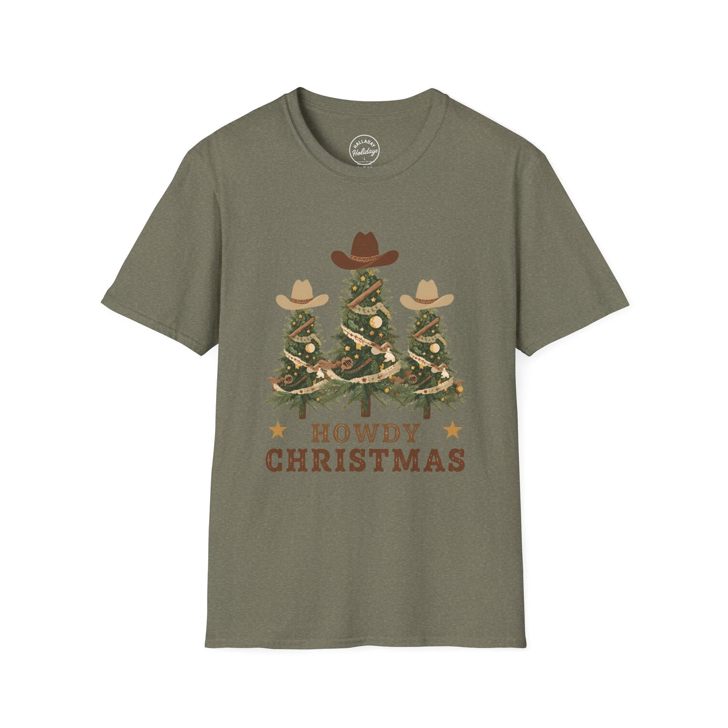 Howdy Christmas Cowboy T-Shirt, Fun Holiday Tee, Unisex Christmas Shirt, Festive Gift for Cowpoke, Holiday Party Wear